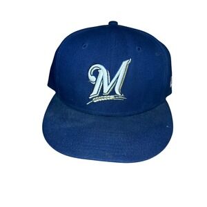 New Era Milwaukee Brewers MLB Baseball Cap Navy Blue 59FIFTY Fitted Hat